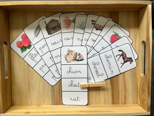 Cartes à pincer mots cursives