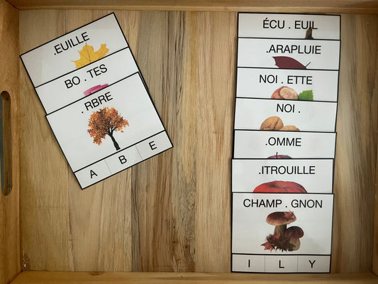 Cartes à pincer lettre manquante d’automne